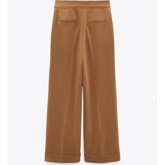ZARA WIDE LEG PLEATED FITTED TURNED UP HEM PANTS - Picture 6 of 8